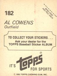 1982 Topps Stickers #182 Al Cowens Back