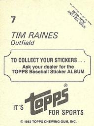 1982 Topps Stickers #7 Tim Raines Back