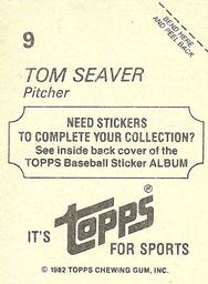 1982 Topps Stickers #9 Tom Seaver Back