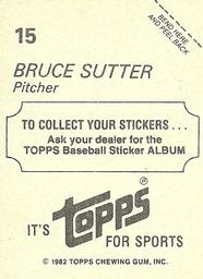 1982 Topps Stickers #15 Bruce Sutter Back