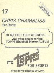 1982 Topps Stickers #17 Chris Chambliss Back