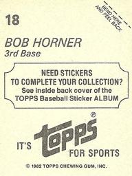 1982 Topps Stickers #18 Bob Horner Back