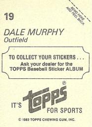 1982 Topps Stickers #19 Dale Murphy Back