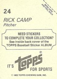 1982 Topps Stickers #24 Rick Camp Back