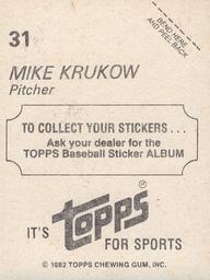 1982 Topps Stickers #31 Mike Krukow Back