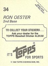 1982 Topps Stickers #34 Ron Oester Back