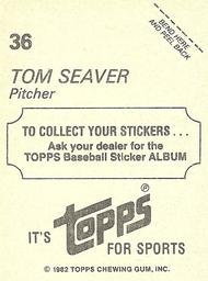 1982 Topps Stickers #36 Tom Seaver Back
