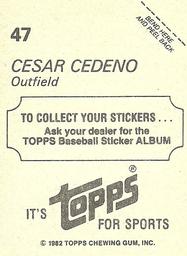 1982 Topps Stickers #47 Cesar Cedeno Back