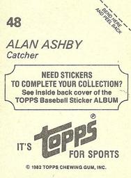 1982 Topps Stickers #48 Alan Ashby Back