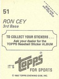1982 Topps Stickers #51 Ron Cey Back