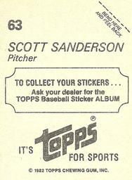 1982 Topps Stickers #63 Scott Sanderson Back