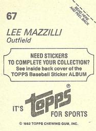 1982 Topps Stickers #67 Lee Mazzilli Back
