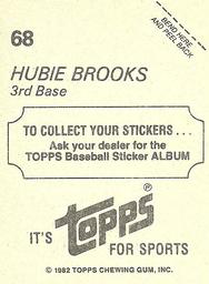 1982 Topps Stickers #68 Hubie Brooks Back
