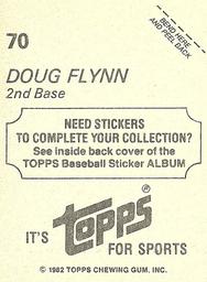 1982 Topps Stickers #70 Doug Flynn Back