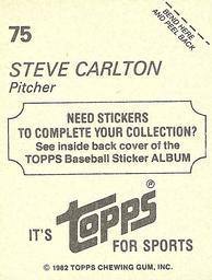 1982 Topps Stickers #75 Steve Carlton Back