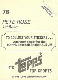 1982 Topps Stickers #78 Pete Rose Back