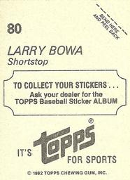 1982 Topps Stickers #80 Larry Bowa Back