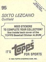 1982 Topps Stickers #95 Sixto Lezcano Back