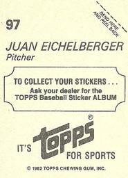 1982 Topps Stickers #97 Juan Eichelberger Back