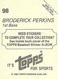 1982 Topps Stickers #98 Broderick Perkins Back