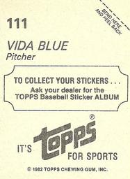 1982 Topps Stickers #111 Vida Blue Back