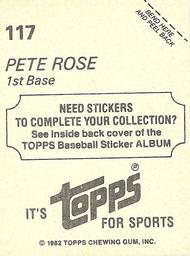 1982 Topps Stickers #117 Pete Rose Back
