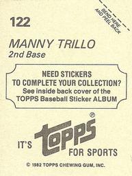 1982 Topps Stickers #122 Manny Trillo Back