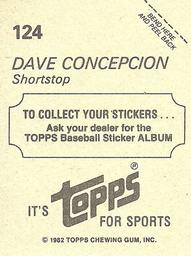 1982 Topps Stickers #124 Dave Concepcion Back