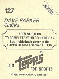 1982 Topps Stickers #127 Dave Parker Back
