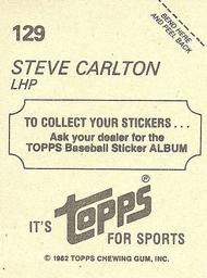 1982 Topps Stickers #129 Steve Carlton Back