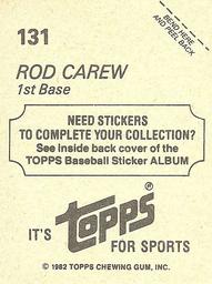 1982 Topps Stickers #131 Rod Carew Back