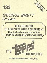 1982 Topps Stickers #133 George Brett Back