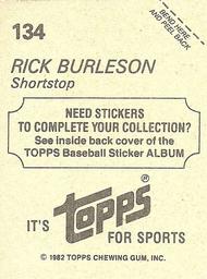1982 Topps Stickers #134 Rick Burleson Back