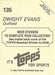 1982 Topps Stickers #135 Dwight Evans Back