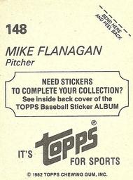 1982 Topps Stickers #148 Mike Flanagan Back