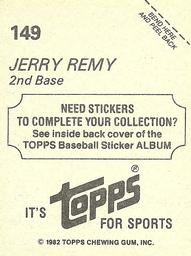 1982 Topps Stickers #149 Jerry Remy Back