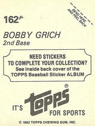 1982 Topps Stickers #162 Bobby Grich Back