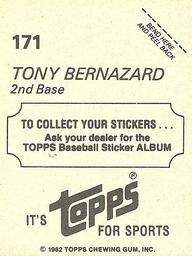 1982 Topps Stickers #171 Tony Bernazard Back