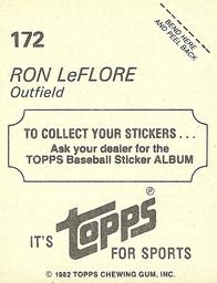 1982 Topps Stickers #172 Ron LeFlore Back