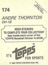 1982 Topps Stickers #174 Andre Thornton Back