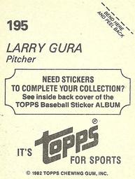 1982 Topps Stickers #195 Larry Gura Back