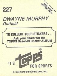 1982 Topps Stickers #227 Dwayne Murphy Back