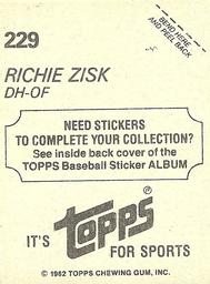 1982 Topps Stickers #229 Richie Zisk Back