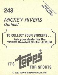 1982 Topps Stickers #243 Mickey Rivers Back