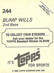 1982 Topps Stickers #244 Bump Wills Back