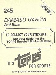 1982 Topps Stickers #245 Damaso Garcia Back