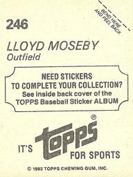 1982 Topps Stickers #246 Lloyd Moseby Back