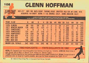 1983 O-Pee-Chee #108 Glenn Hoffman Back
