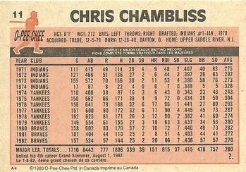 1983 O-Pee-Chee #11 Chris Chambliss Back