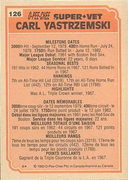 1983 O-Pee-Chee #126 Carl Yastrzemski Back